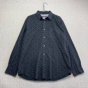 Ben Sherman Shirt Mens XL Dark Blue Geometric AOP Dots Button Down Slim Fit